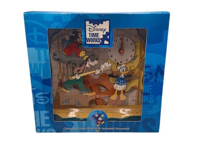 Disney Time Works Vintage Clock Animated Movement Featuring Mickey Goofy, Donald
