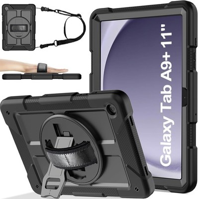 Shockproof Case for 2023 Samsung Galaxy Tab A9+ Plus 11'' with Rotating Stand