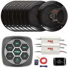 Metra Boat Marine and Controller, 8x 8'' Speakers, 2x Amplifier, Splitter, Kit