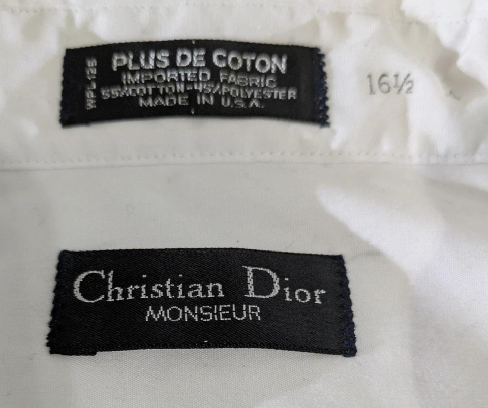 Camisa de Vestir Christian Dior Para Hombres 16.5 34 Blanca Monsieur Hecha en EE. UU. Camisa Esmoquin Foto 3 de 4