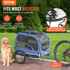 Dog Bike Trailer, 100lbs Capacity Pet Cart, Folding Frame, Reflectors  Flag