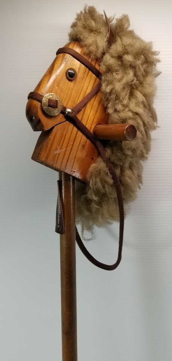 N) Vintage 1978 Klapat Textiles Wooden Riding Horse Toy Stick