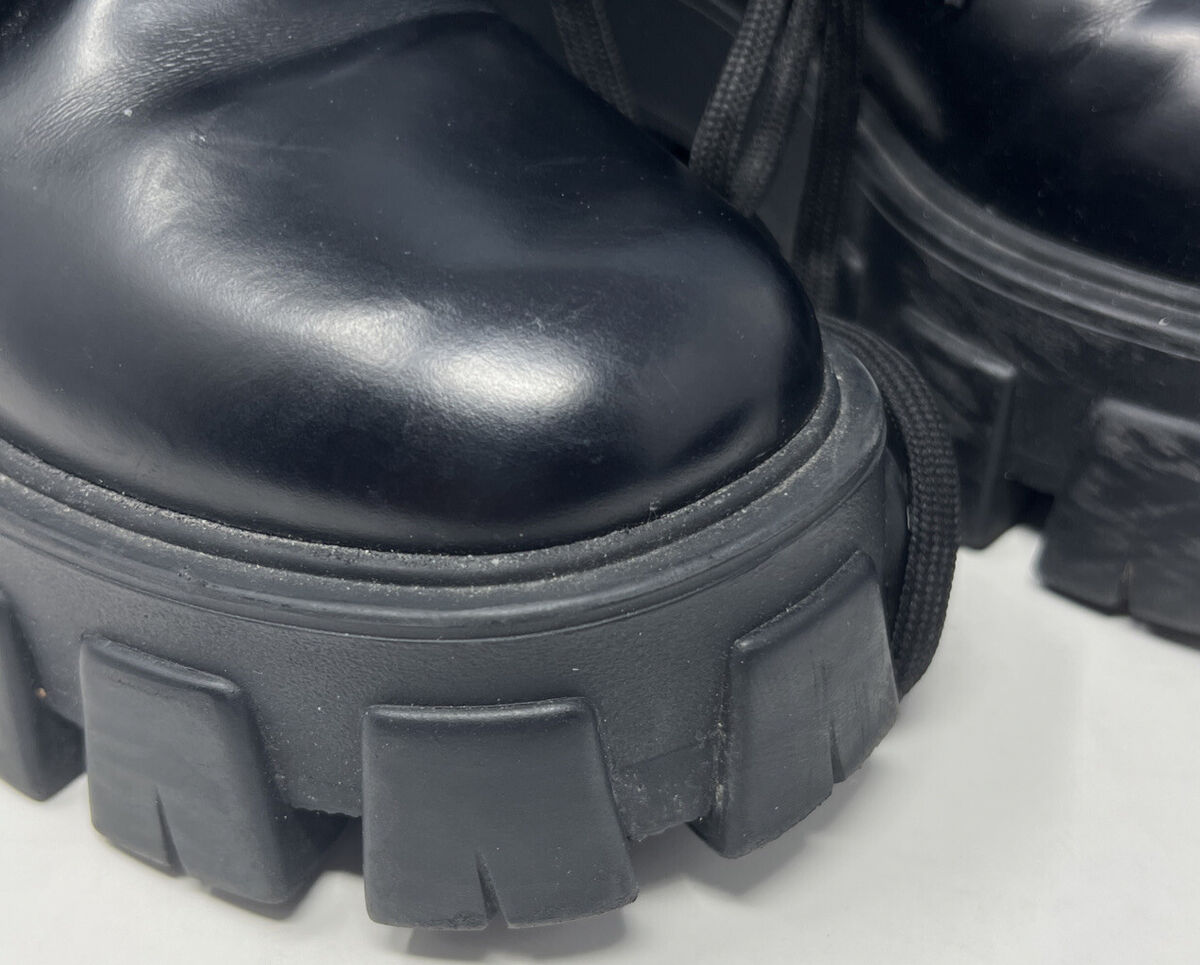 Prada Leather And Re-Nylon Boots With Pouch In Black - Size Prada Leather And Re-Nylon Boots With Pouch In Black - Size