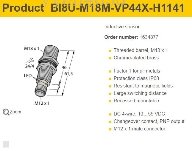 Original TURCK Plug-in proximity sensor BI8U-M18M-VP44X metal induction