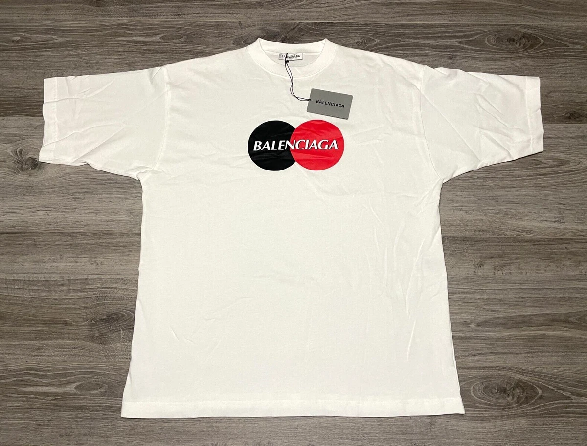 NEW Balenciaga Mastercard SS20 Oversized White T-Shirt Men's Size S (Fits XL)