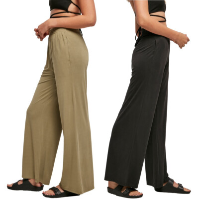Urban Classics Ladies Modal Wide Leg Pants Hose Loose Fit Modal Jersey Basic