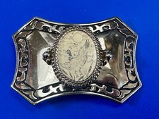 Flying Ducks Drawing On Cab Centerpiece - Vintage Reflective Belt Buckle