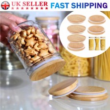 6pcs Bamboo Airtight Glass Storage Lids for Gu Pot for Cheesecake Jars Reusable