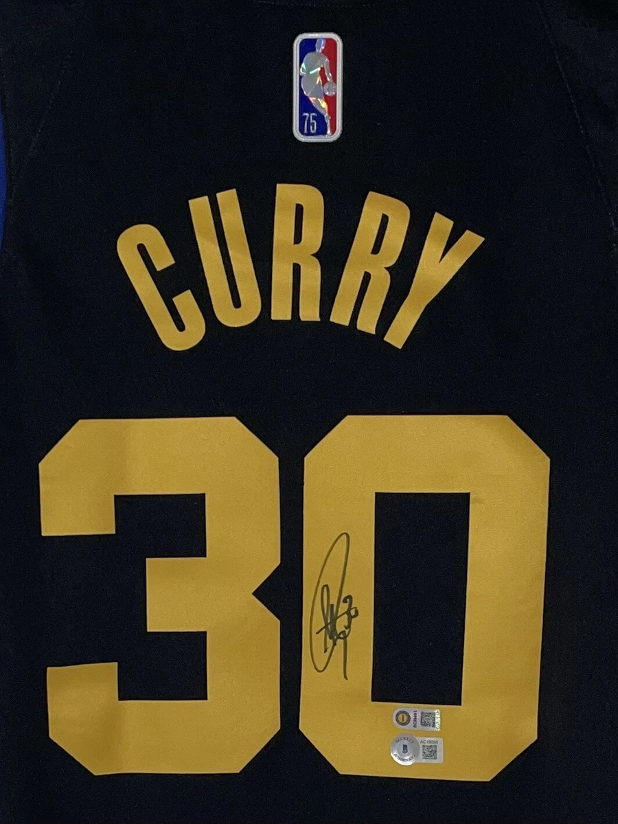 Stephen Curry Signed Warriors Nike NBA 75th Anniversary Mixtape Jersey BAS USASM
