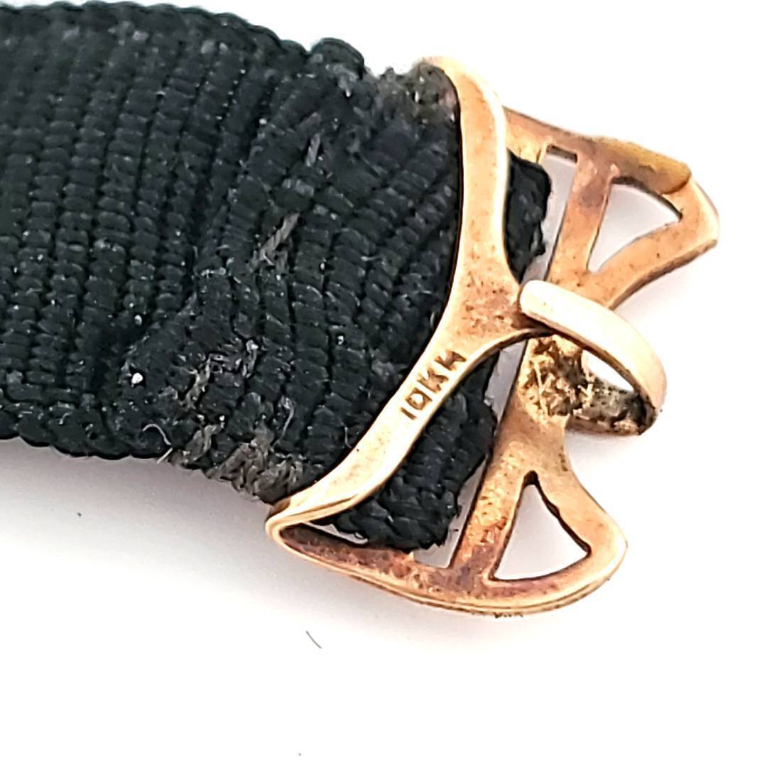 solid 10k gold antique art deco era 1/2" ladies ribbon watch band 7843