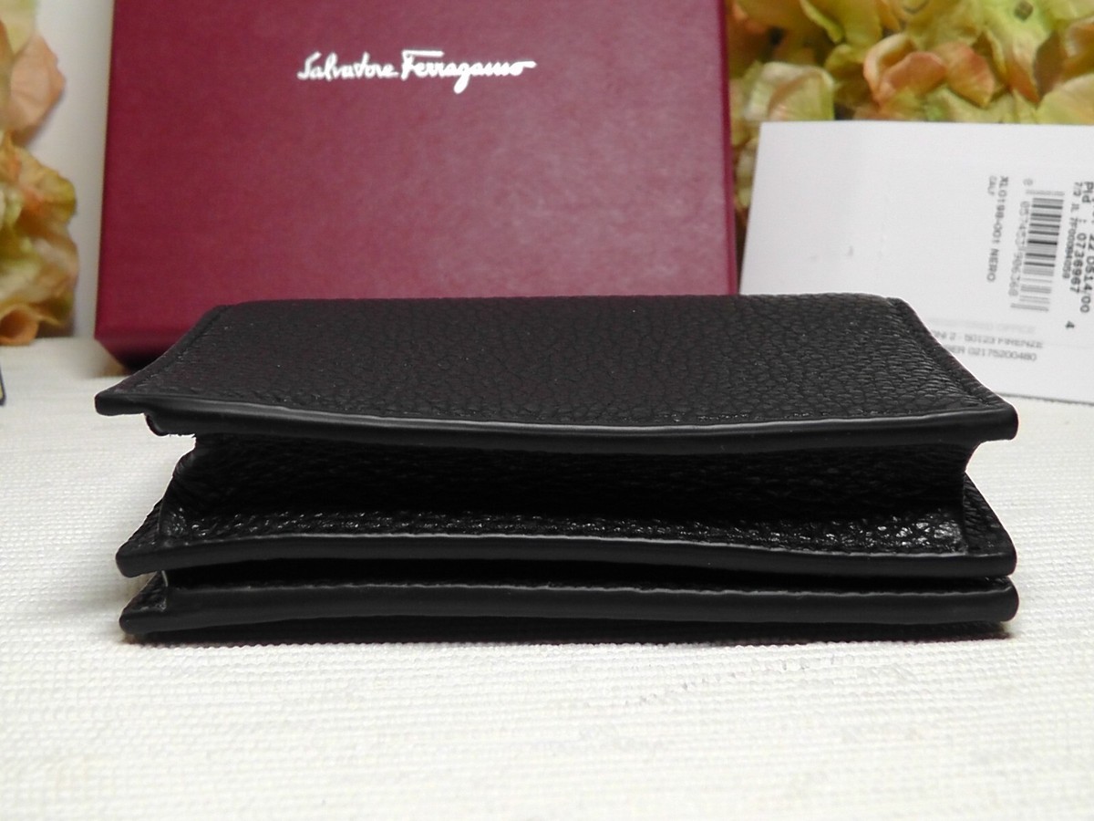 Salvatore Ferragamo Black Mini Gancini Pebbled Leather