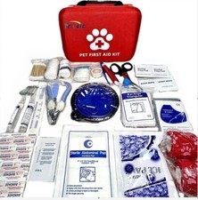 HARD CASE MEDICAL PET FIRST AID KIT TRAVEL OR HOME DOG OR CAT 95 ITEMS ALL NEEDS