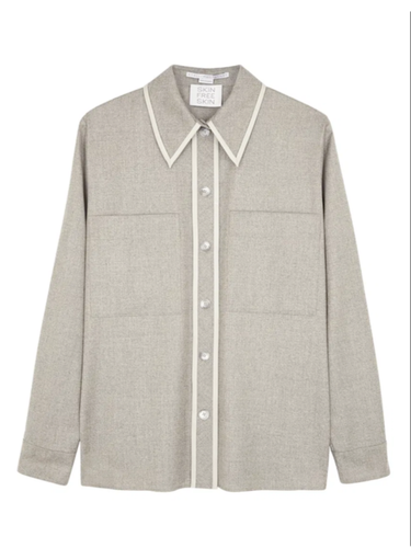 Stella McCartney Shirt Blouse Top Size UK 10 Ariel 100% Wool Relaxed Fit - Grey - Picture 5 of 7