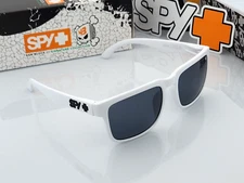 NEW Spy Helm Promo Sunglasses Matte White Dark Smoke Tint Lens Black Logo S12