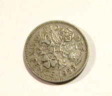 Great Britain 1955 6 Pence Sixpence Coin