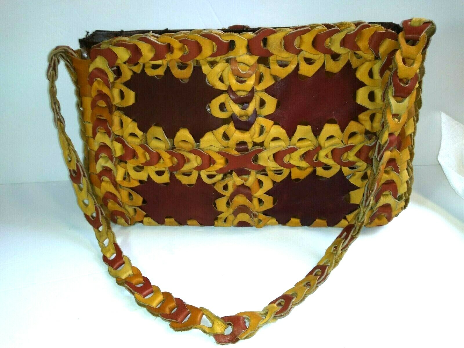 Leather Hand Braid Patchwork Woven Boho Purse Han… - image 7