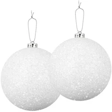 BBTO Glitter Christmas Balls Ornaments White Christmas Snowball Ornaments Set...
