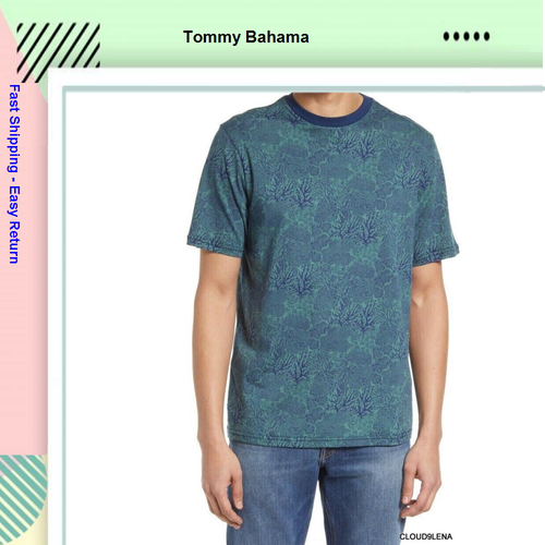 Tommy Bahama Men's, Coral Coastal Short-Sleeve Tee, Bering Blue, L - Picture 2 of 5
