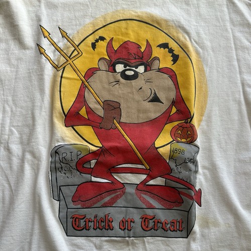 Vintage Tazmanian Halloween Devil Shirt XL USA Made Single Stitch 1993 Taz - Picture 3 of 10
