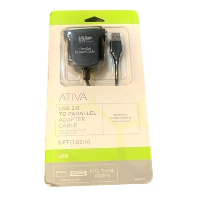 Ativa USB 2.0 to Parallel Printer Cable 6ft Adapter Cable