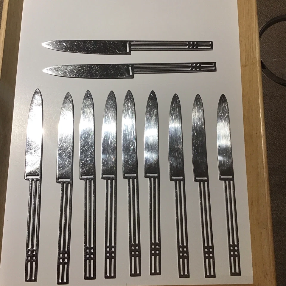 X 11 Cuchillos de Cena de Acero Inoxidable Sasaki Vintage Ventanas Patino Wolf 18-8 Japón Foto 2 de 4