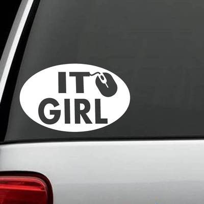 IT Girl Oval Decal Sticker Computer Laptop Cyber Security Surface Repair m1098