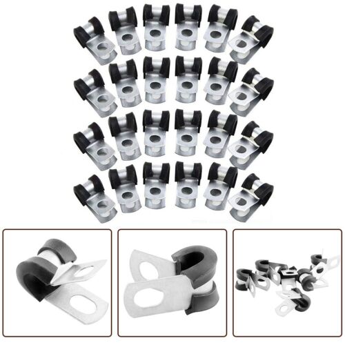 24Pcs Brake Pipe Tube Clips Rubber Lined P Clips 3/16\" (4.7mm) Lines Tools Set - Picture 1 of 10