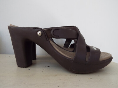 Crocs Cyprus IV Heel Sandals Brown Espresso/Mushroom Slip On Shoes Women Sz 9