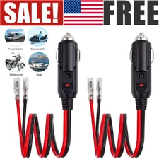 2X 12V Car Fused Cigarette Lighter Adapter Male Plug Leads LED Light Replacement