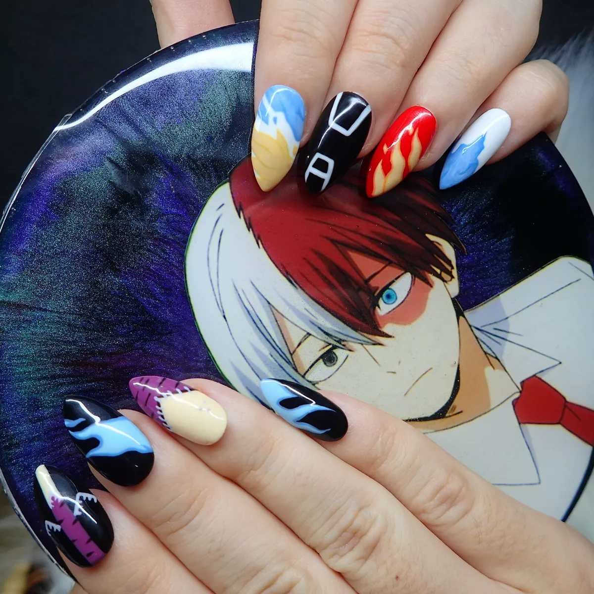 My Hero Academia Nails Anime Press on Nails Anime Cute False Nails Todoroki  Dabi