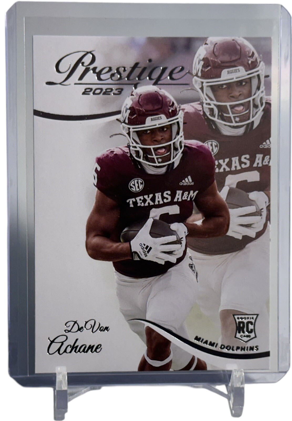 2023 NFL Prestige Devon Achane Miami Dolphins Rookie RC Card #328 W/Top Loader