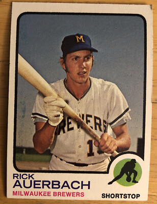 1973 Topps Rick Auerbach #427; Brewers Shortstop Mis-cut, Print Bleed, O/C; Fair