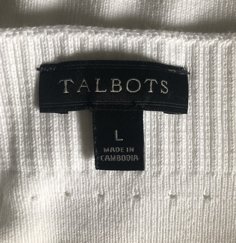 Top Talbots Tejido Grande Blanco Mangas de Gorra Escote Acanalado Suave Elástico - Imagen 5 de 6