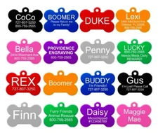 Pet ID Tags in 8 Shapes, 8 Colors, and Two Sizes - Personalized Dog Tags and Cat