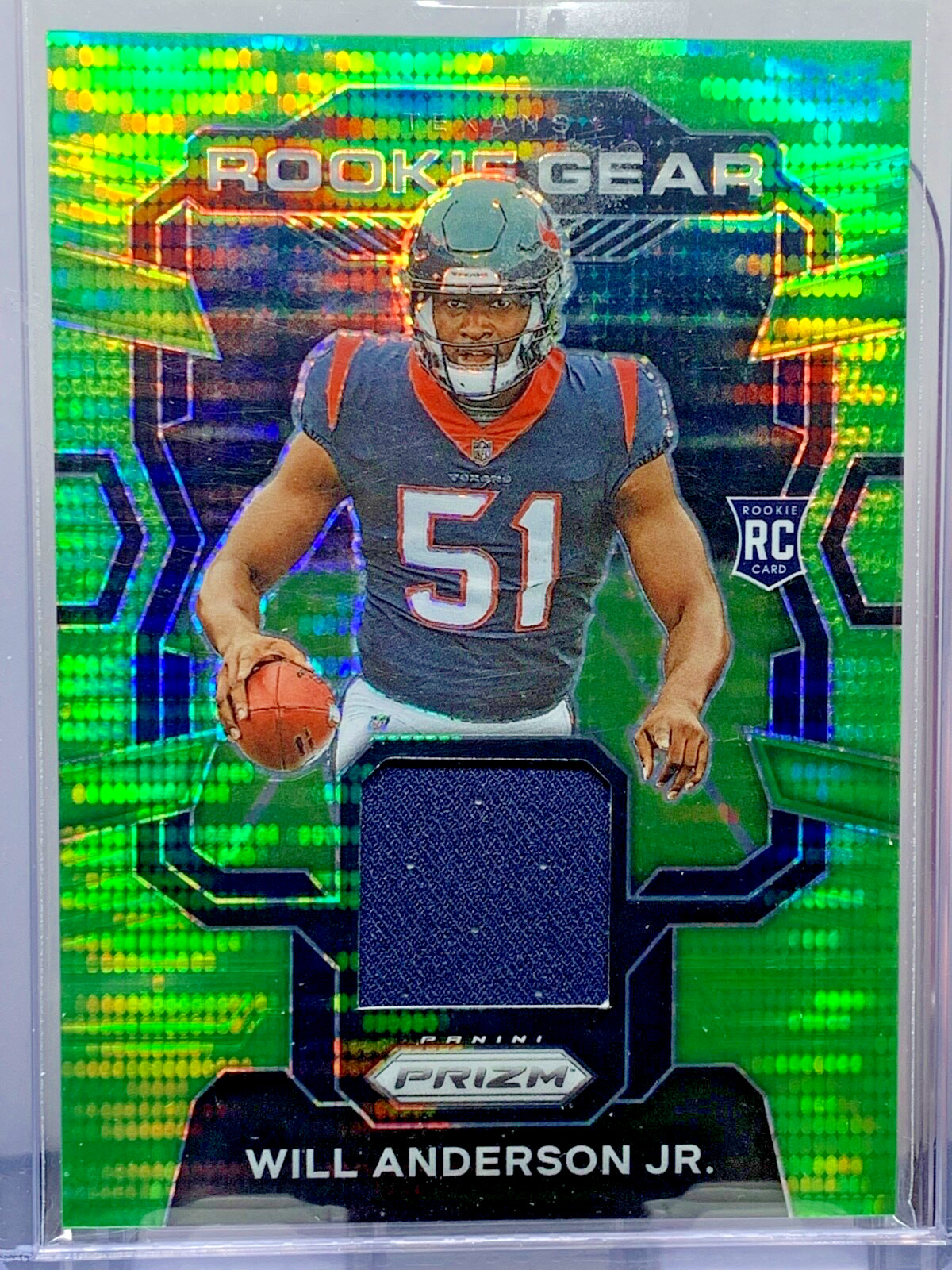 2023 PANINI PRIZM FOOTBALL WILL ANDERSON JR. ROOKIE GEAR GREEN PULSAR JERSEY RC