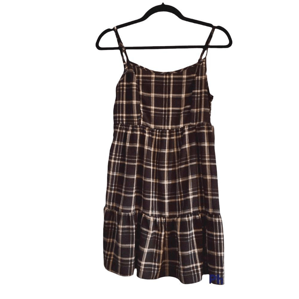 La La Land Creative Co Black White Plaid Spaghetti Strap Dress Size  Small