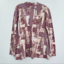 Logo by Lori Goldstein waffle knit mock neck mel top women's size xs