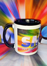 **NEW** PET SHOP BOYS 'SMASH' COFFEE MUG [V.02-BLACK] + FREE MAGNETIC POSTCARD