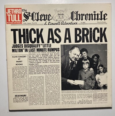 JETHRO TULL  Thick As A Brick  Vinyl LP Chrysalis CHR 1003 No Barcode VG