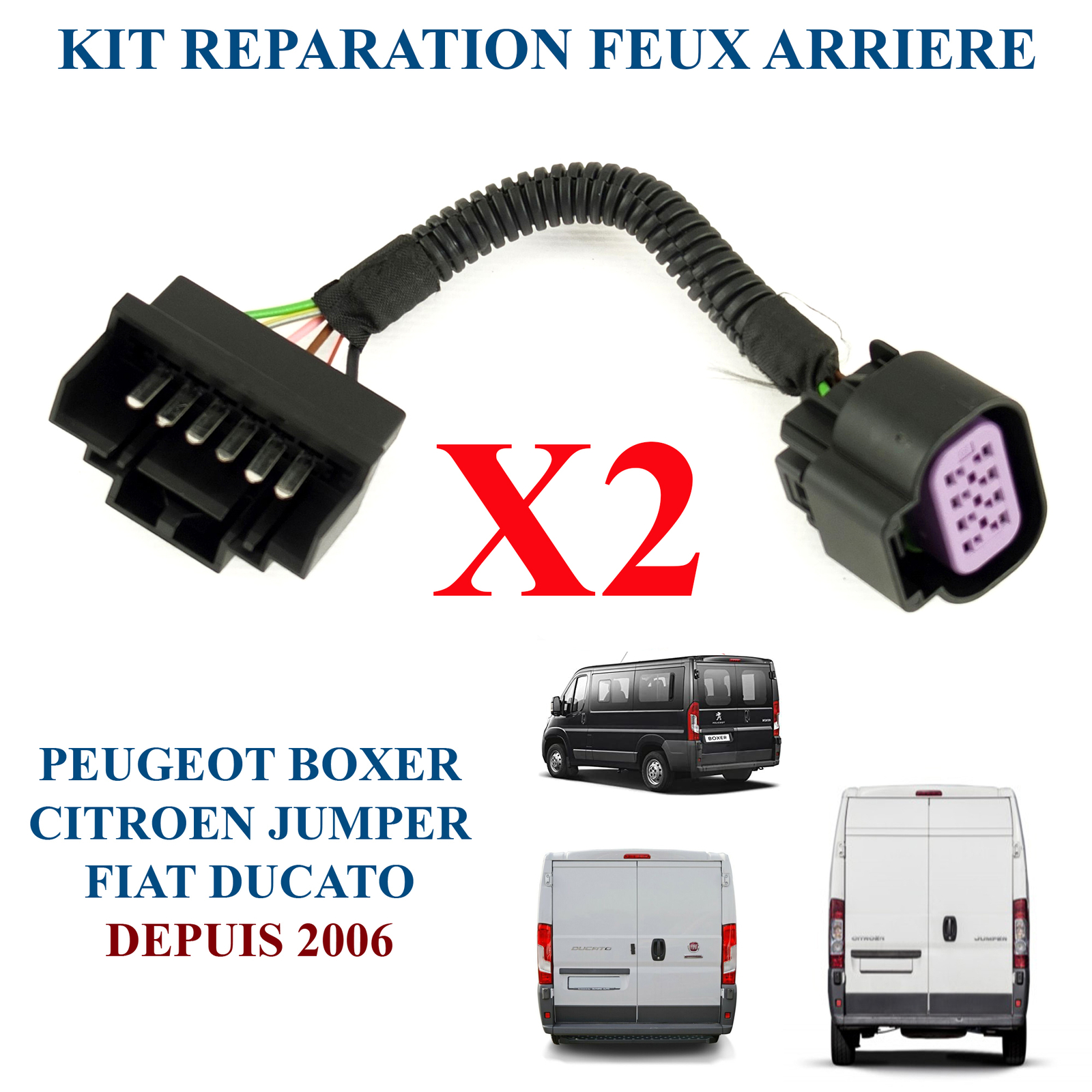 Prises pour porte lampe de feux arriere pour reparation faisceau electrique Ducato Boxer III