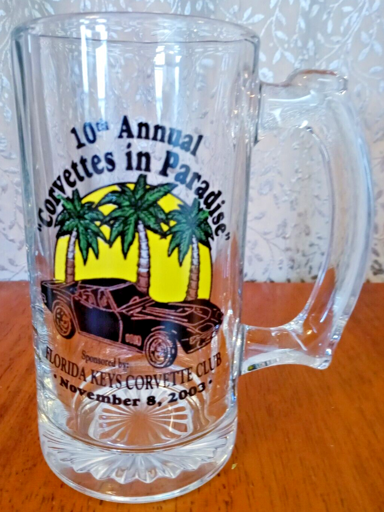 10th Annual Corvettes In Paradise VTG 2003 Florida Keys Corvette Club Glass Mug