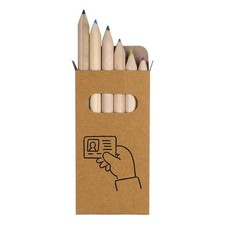 6 x 'Hand Holding ID Card' Short 85mm Pencils / Coloured Pencil Set PE00082680