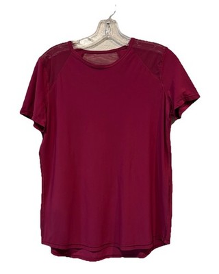 Lululemon Sculpt Short-Sleeve Shirt Deep Berry Mesh Panels Workout Top Gym Run M