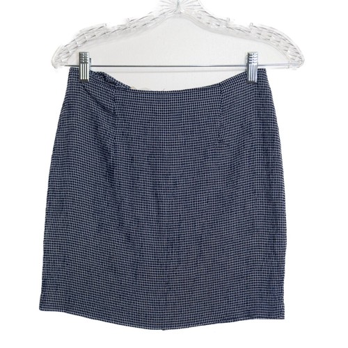 Main Frame Size 9 Navy & White Checkered Pencil Skirt With Back Zipper