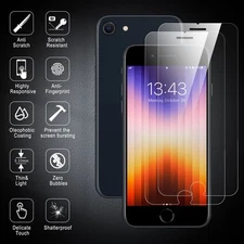 For iPhone SE 3rd,2nd Generation 2020,2022 7/8 Tempered Glass Screen Protector