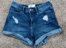 Abercrombie Kids Girl's Size 11/12 High Rise Mini Mom Shorts Denim Distressed