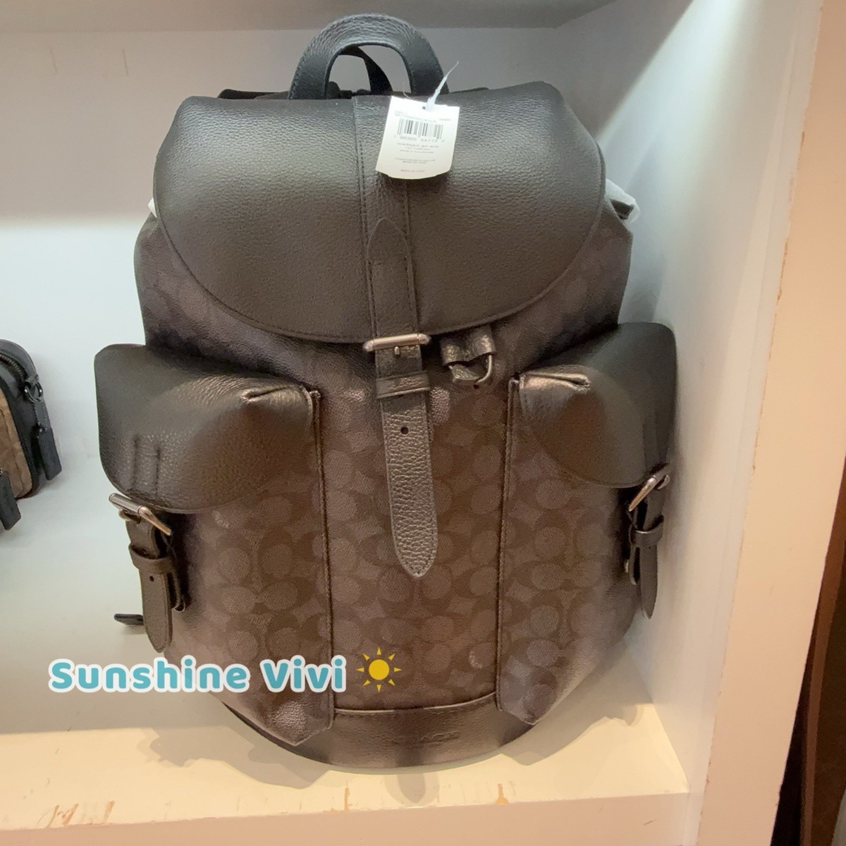 NWT Coach Warner Backpack Signature Canvas Gunmetal/charcoal