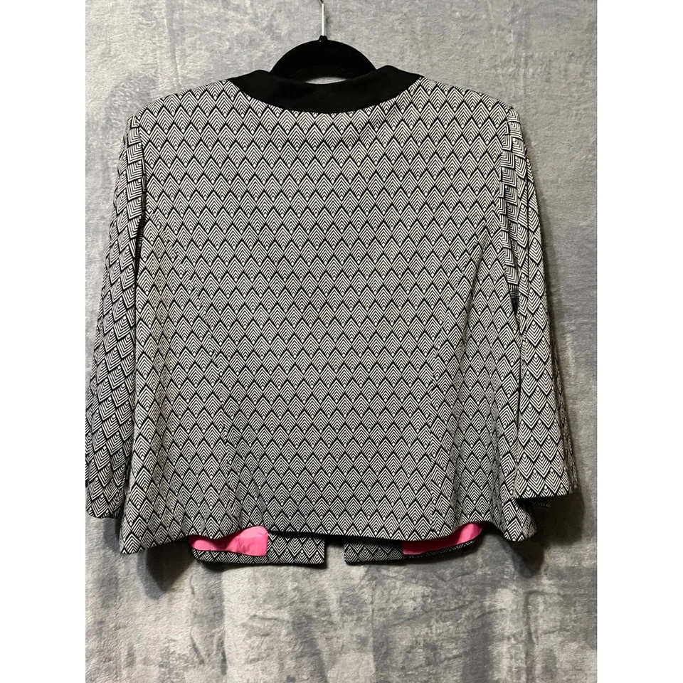 Blazer Jessica Howard Mujer 18WP Negro Blanco Geométrico Embellecido Carrera Foto 4 de 4