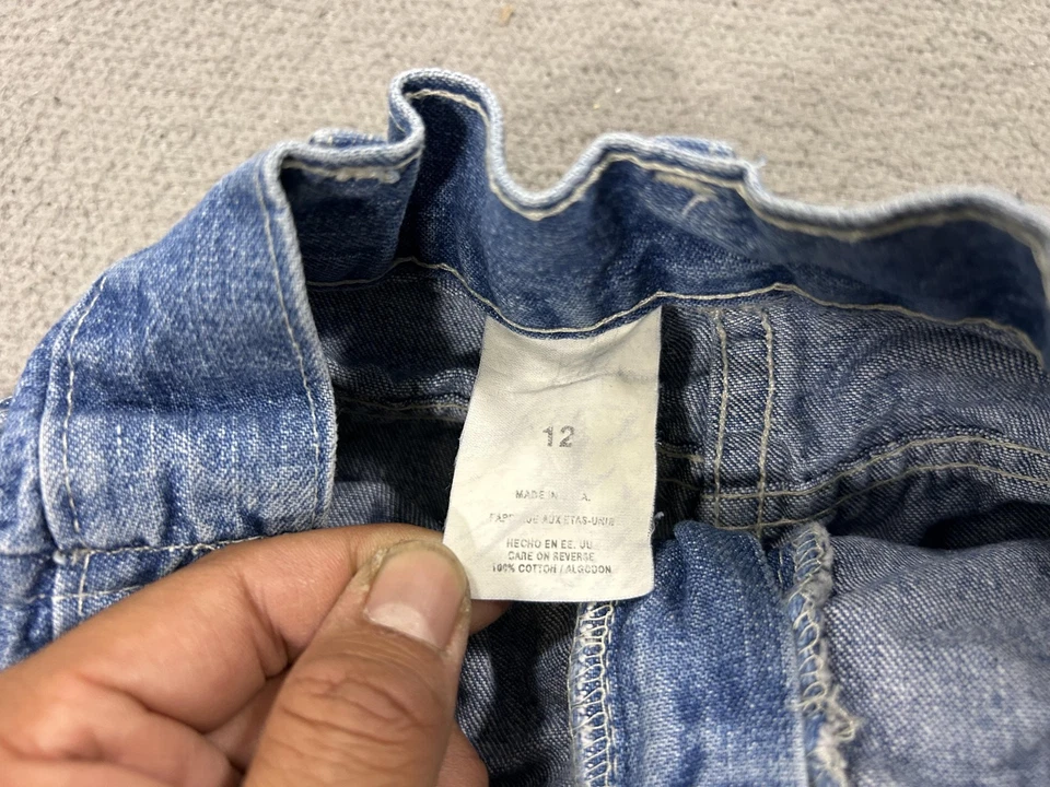 Denim Skort Girls 12 Blue Button Front Wrap A-Line Patch Pocket 100% Cotton USA - Image 4 of 4