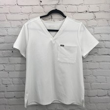 Figs Top Womens Large White Technical Collection Short Sleeve Casual Scrubs
